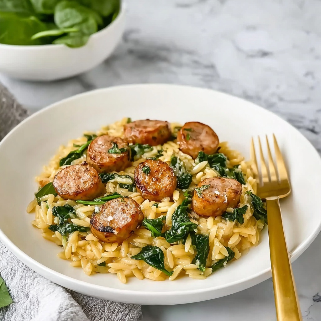 Creamy Chicken Sausage Orzo Recipe - Recipe Image
