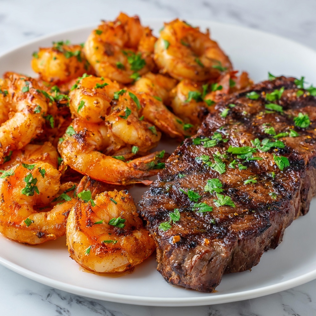 Garlic Butter Grilled Steak and Shrimp Recipe - Recipe Image