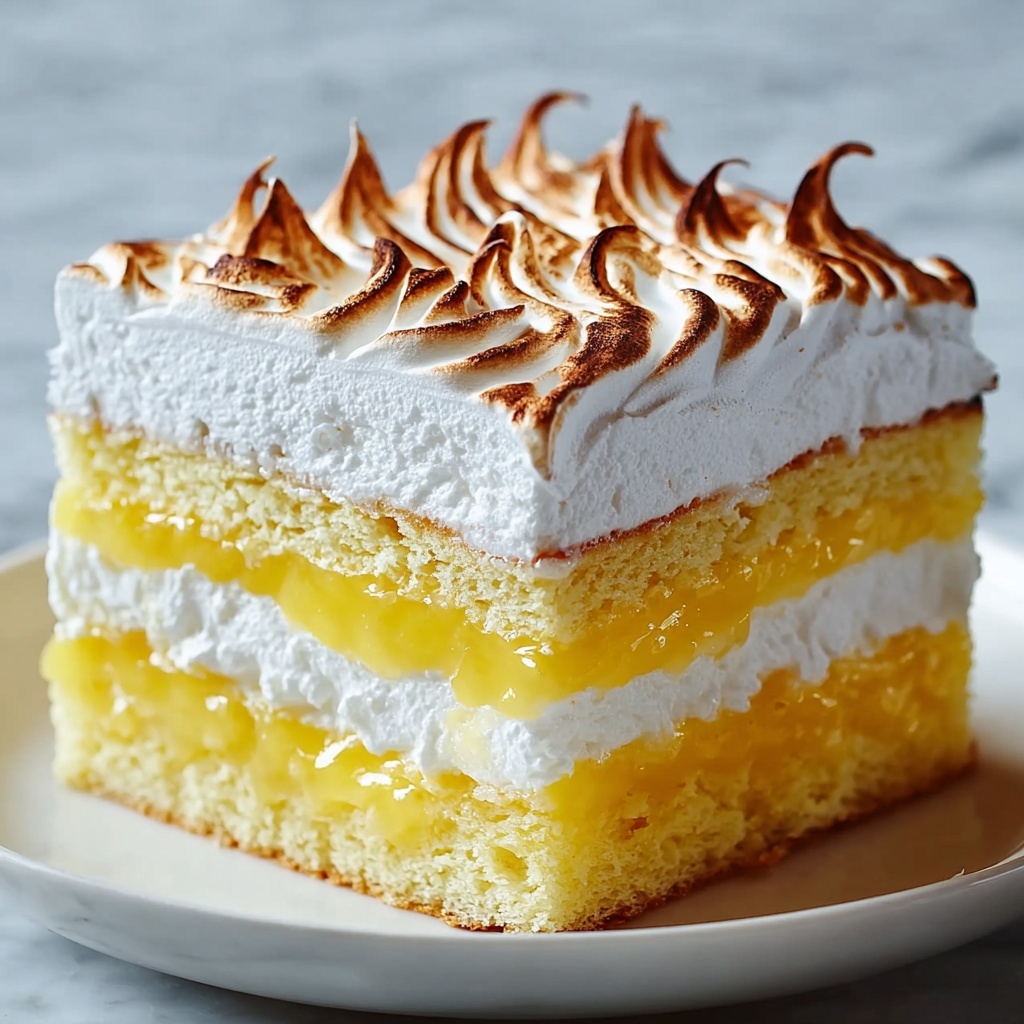 Lemon Cake with Fluffy Meringue Layers Recipe - Recipe Image