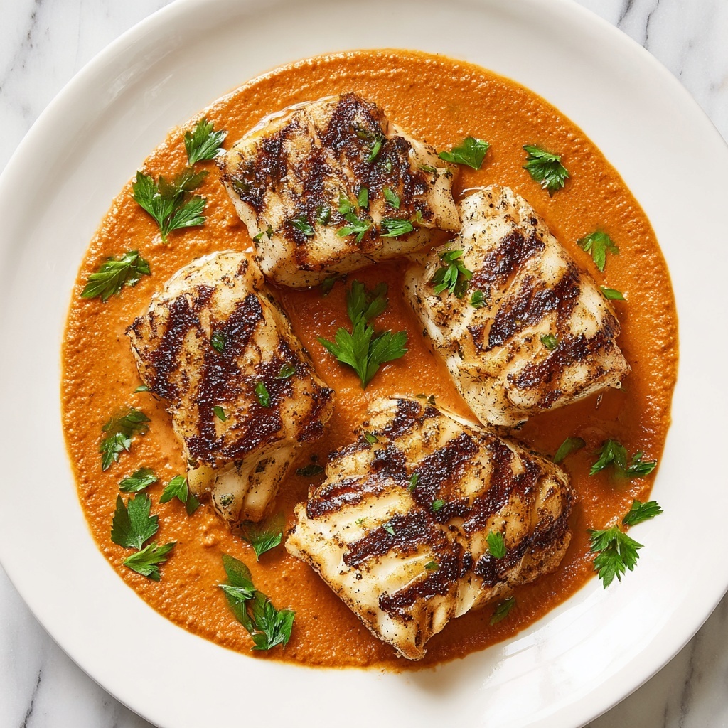 Grilled Cod with Romesco Sauce Recipe - Recipe Image