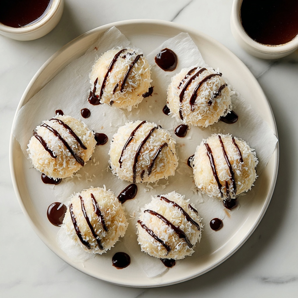 No Bake Coconut Cookie Balls with Chocolate Centers Recipe - Recipe Image