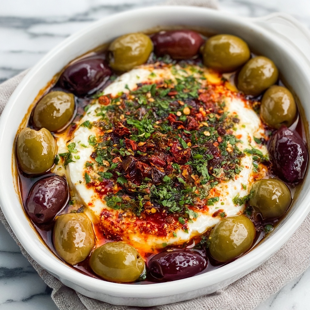 Baked Feta with Olives and Sun-Dried Tomatoes Recipe - Recipe Image