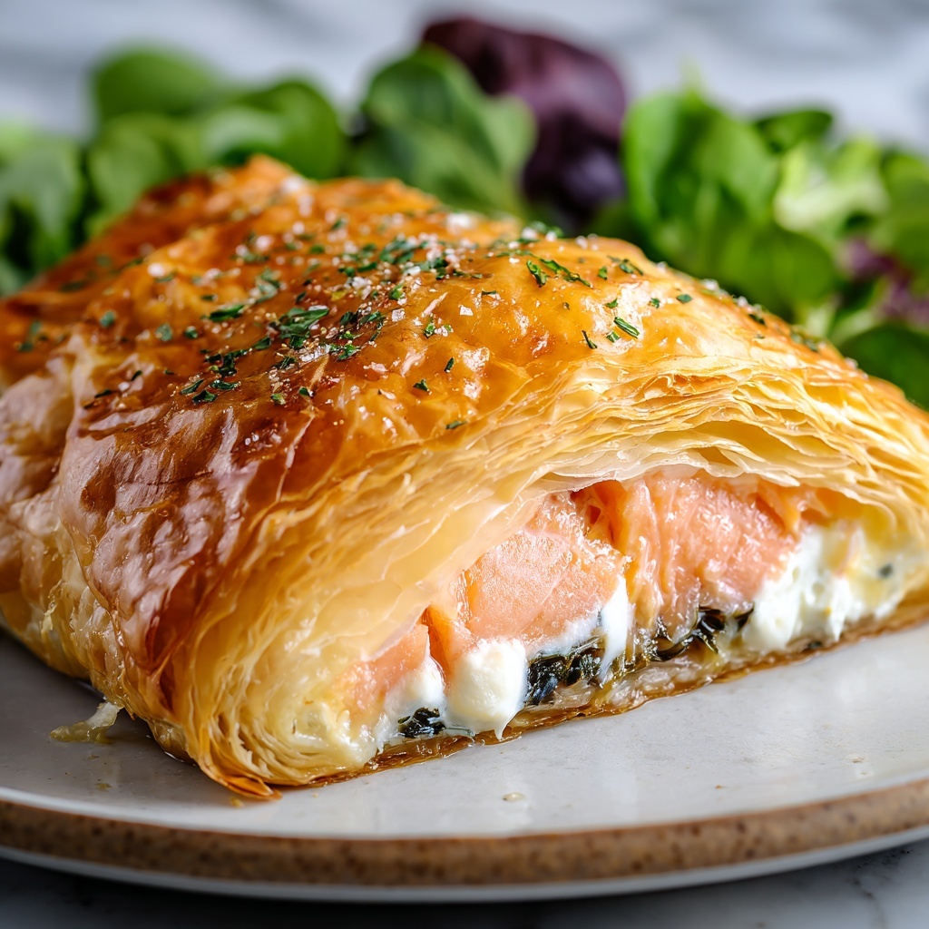 Salmon Wellington with Spinach and Herb Cream Cheese Filling Recipe - Recipe Image