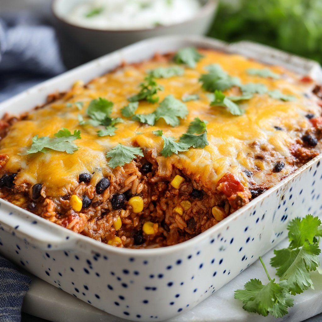 Beef Enchilada Casserole with Rice Recipe - Recipe Image
