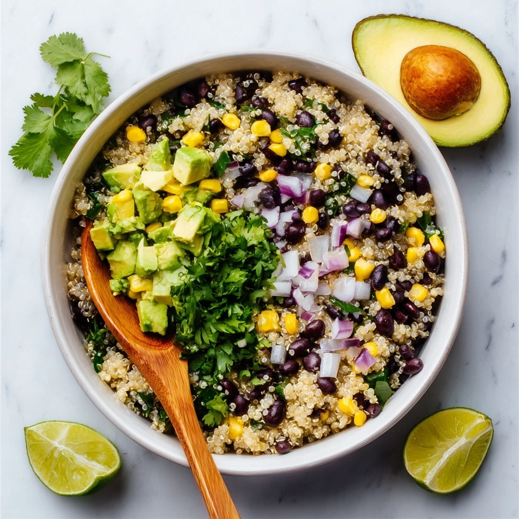 Black Bean Quinoa Bowl with Guacamole and Veggies Recipe - Recipe Image