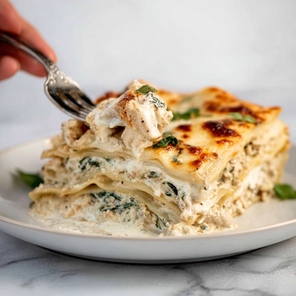 Mushroom Chicken Alfredo Lasagna Recipe - Recipe Image