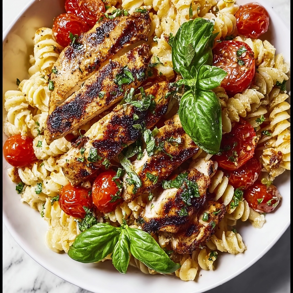 Tomato Basil Pasta with Balsamic Grilled Chicken Recipe - Recipe Image