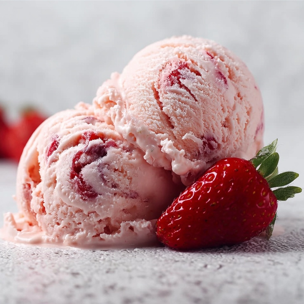 Creamy Strawberry Ice Cream with Fresh Chunks Recipe - Recipe Image