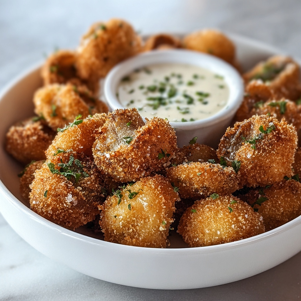 Crispy Fried Mushrooms with Cool Ranch Dip Recipe - Recipe Image