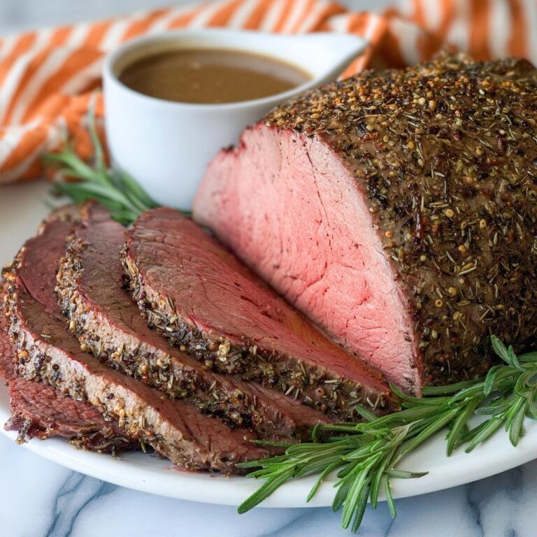 Herb Crusted Sirloin Tip Roast with Fennel Brown Gravy Recipe