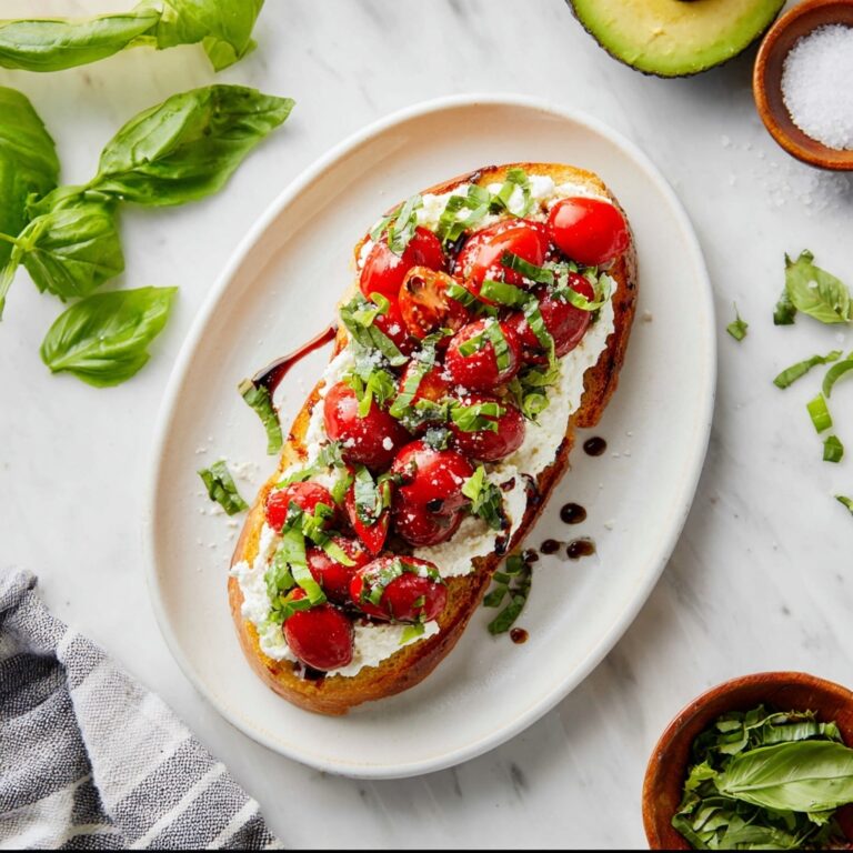 Cottage Cheese Toast with Avocado, Cherry Tomatoes, and Basil Recipe