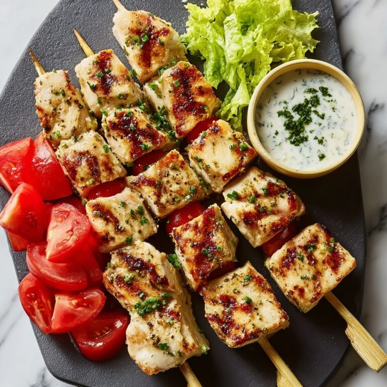 Grilled Chicken Souvlaki with Tzatziki and Fresh Veggies Recipe