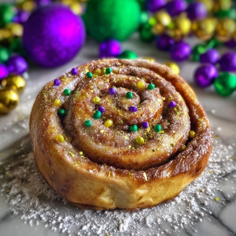 Easy Mardi Gras Cinnamon Rolls with Two-Ingredient Dough Recipe