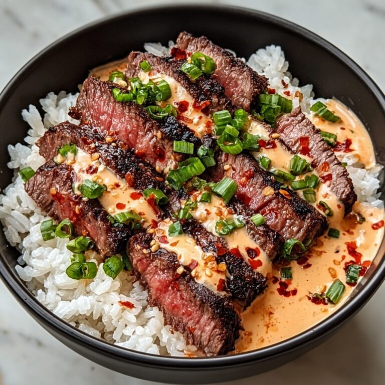 Korean BBQ Steak Rice Bowls with Spicy Cream Sauce Recipe