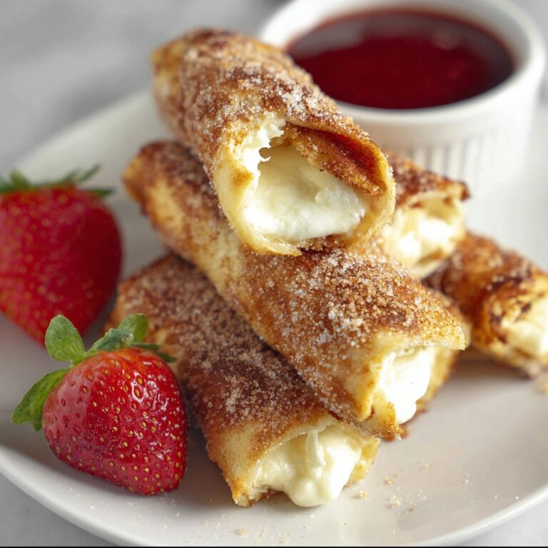 Fried Cheesecake Roll-Ups with Strawberry Sauce Recipe