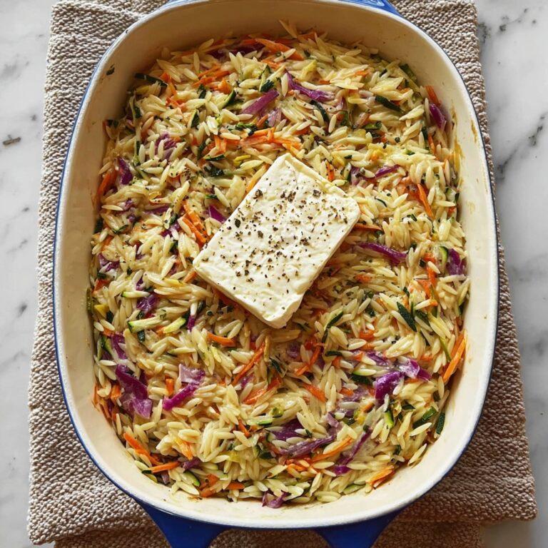 One Pan Baked Feta Veggie Orzo Recipe