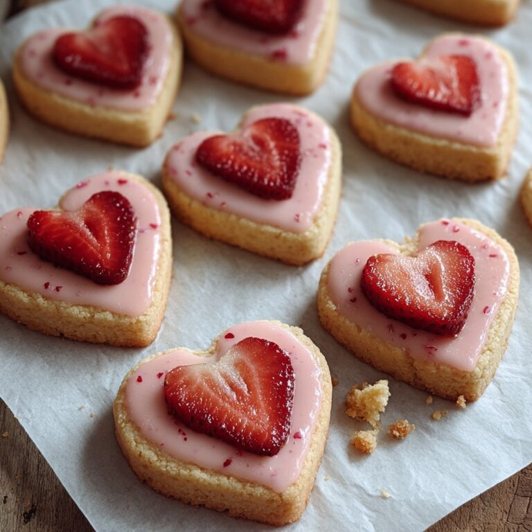 Heart-Shaped Strawberry Shortbread Cookies Recipe