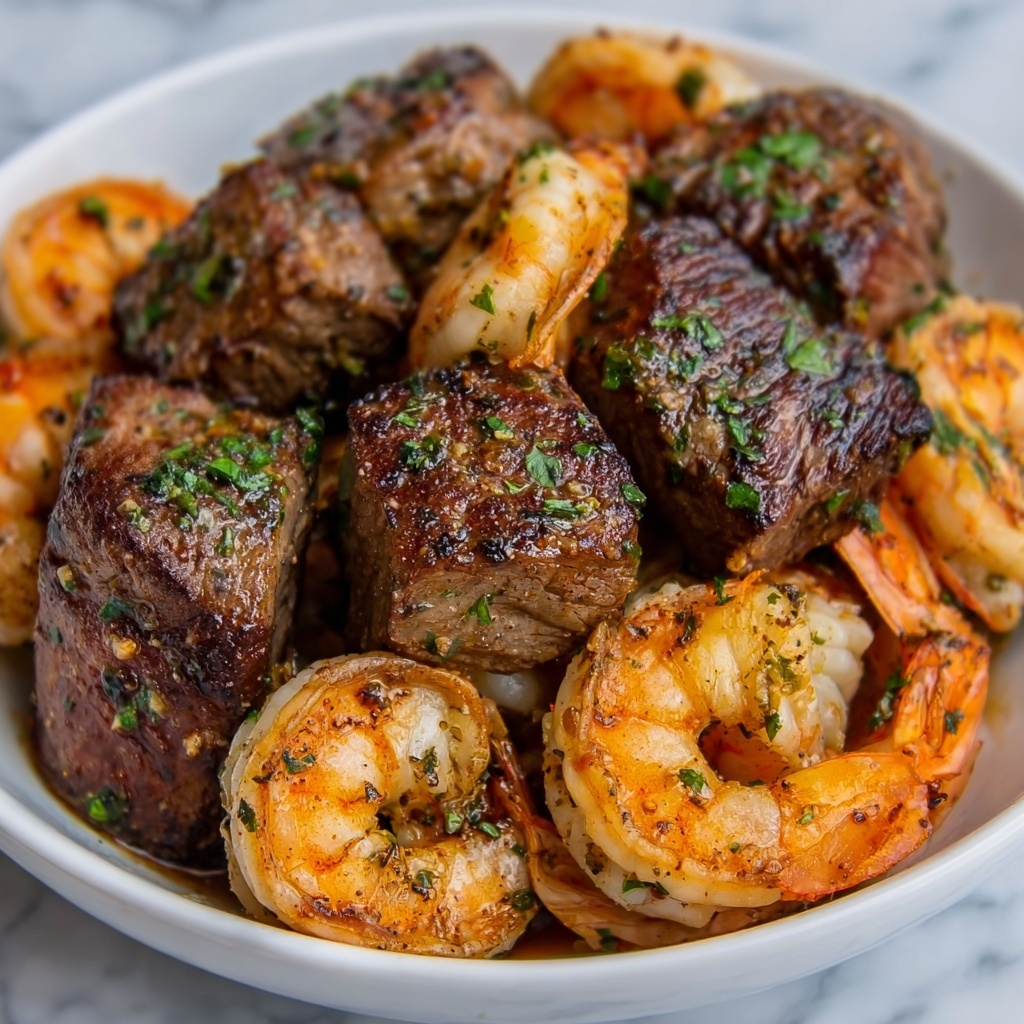Steak Bites and Shrimp Skillet with Garlic Butter Recipe - Recipe Image