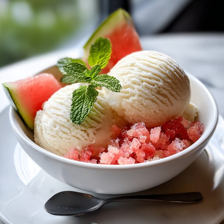 Fresh Mint Ice Cream with Salted Watermelon Granita Recipe
