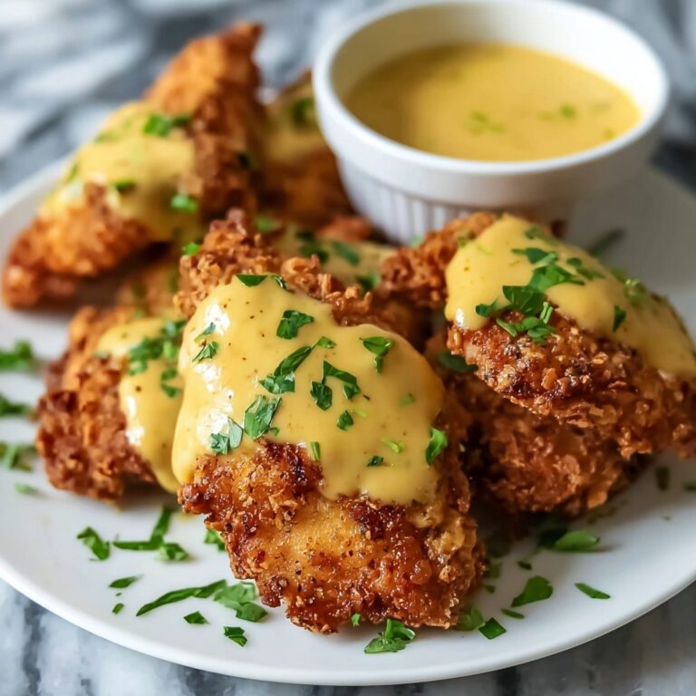 Crispy Pretzel Chicken with Zesty Cheddar Sauce