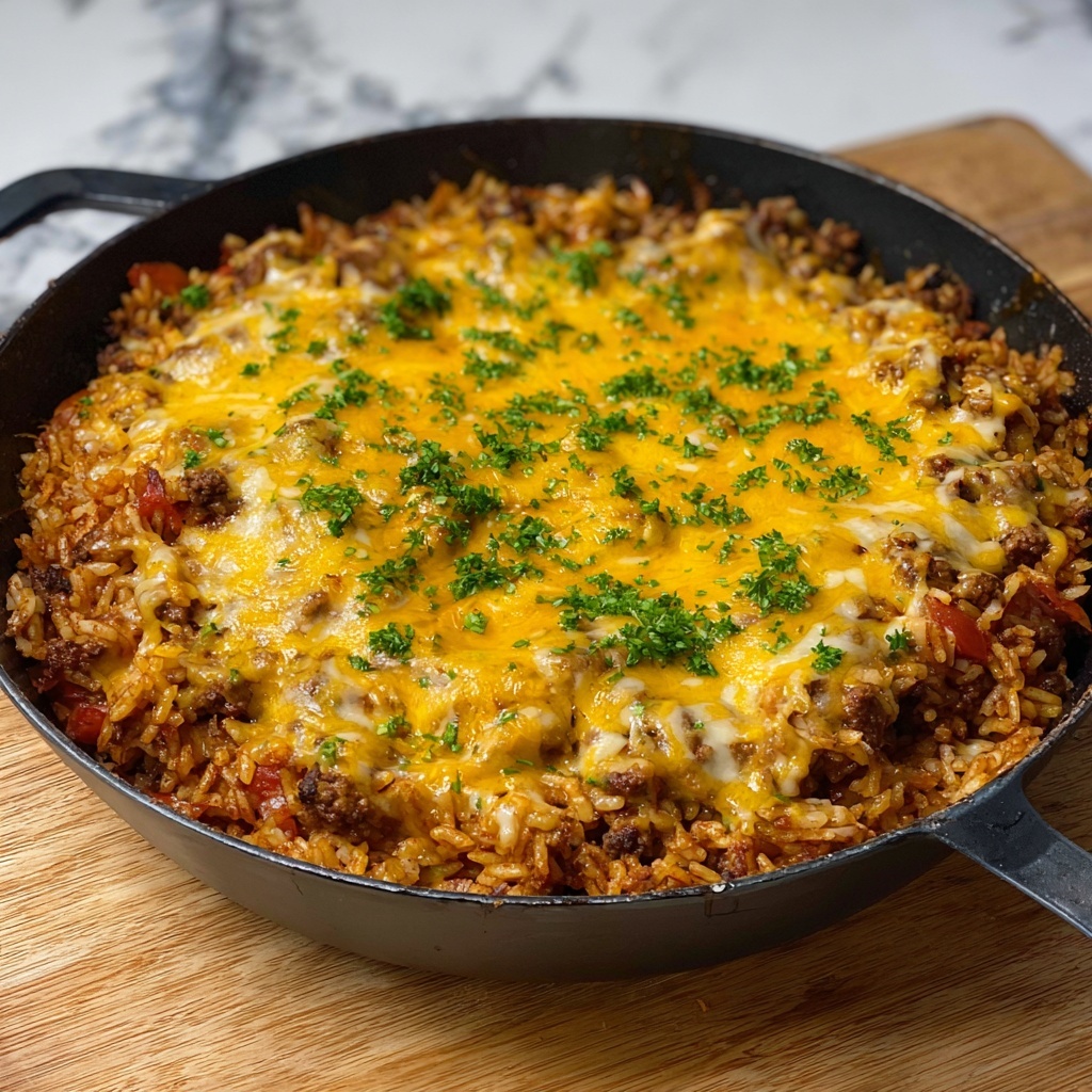 Cheesy Taco Rice Skillet Recipe - Recipe Image