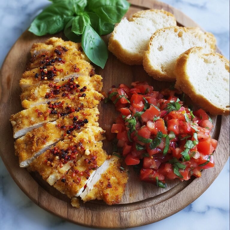 Crispy Garlic Chicken with Bruschetta over Spaghetti in 30 Minutes Recipe