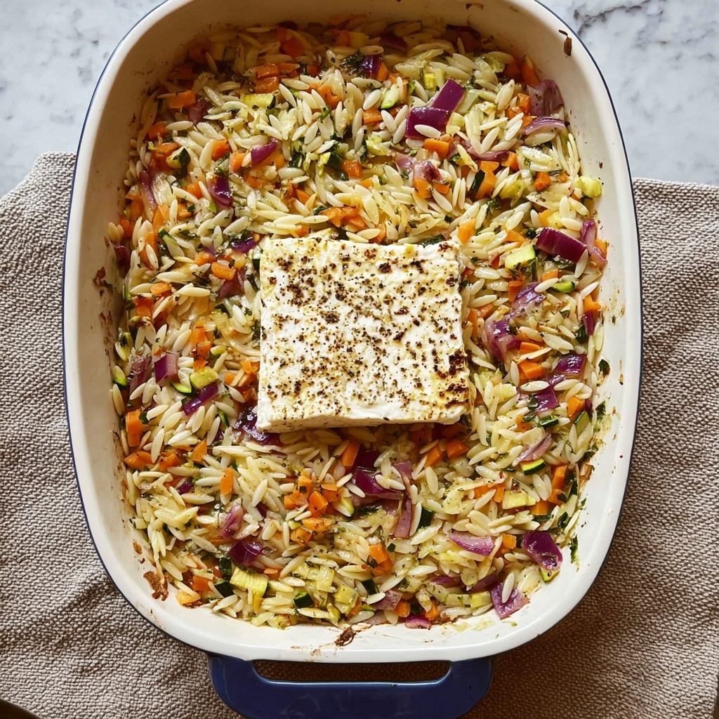 One Pan Baked Feta Veggie Orzo Recipe - Recipe Image