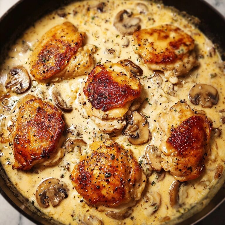 Chicken and Mushrooms in Creamy Asiago and Mustard Sauce Recipe