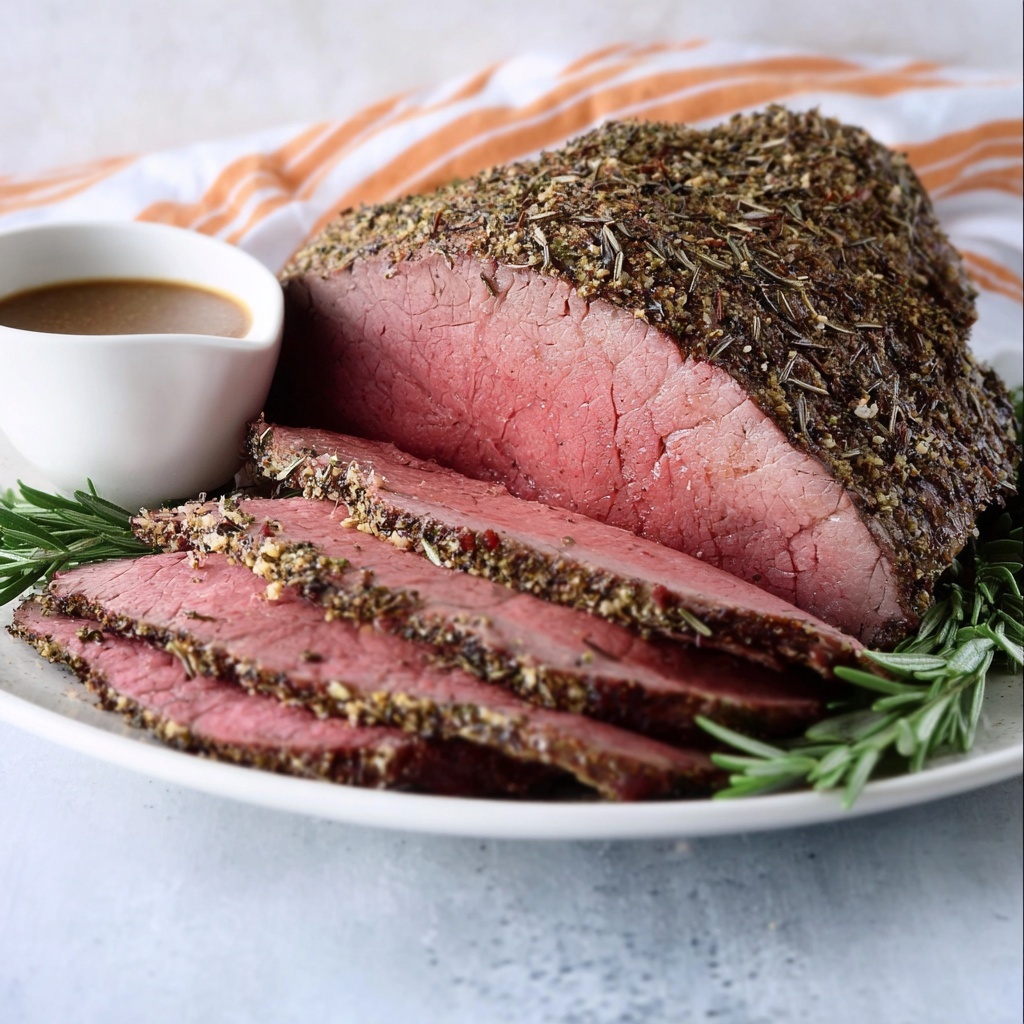 Herb Crusted Sirloin Tip Roast with Fennel Brown Gravy Recipe - Recipe Image