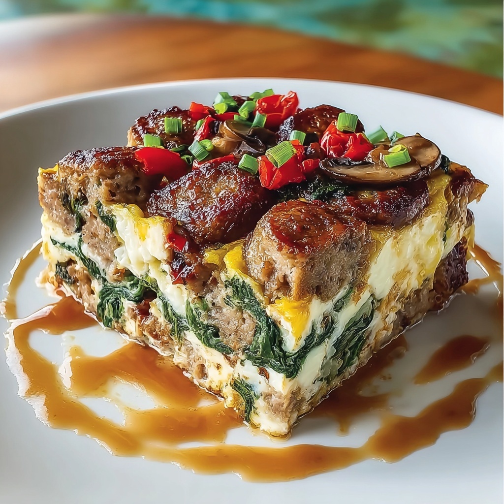 Hearty Sausage Spinach Mushroom Egg Bake Recipe - Recipe Image