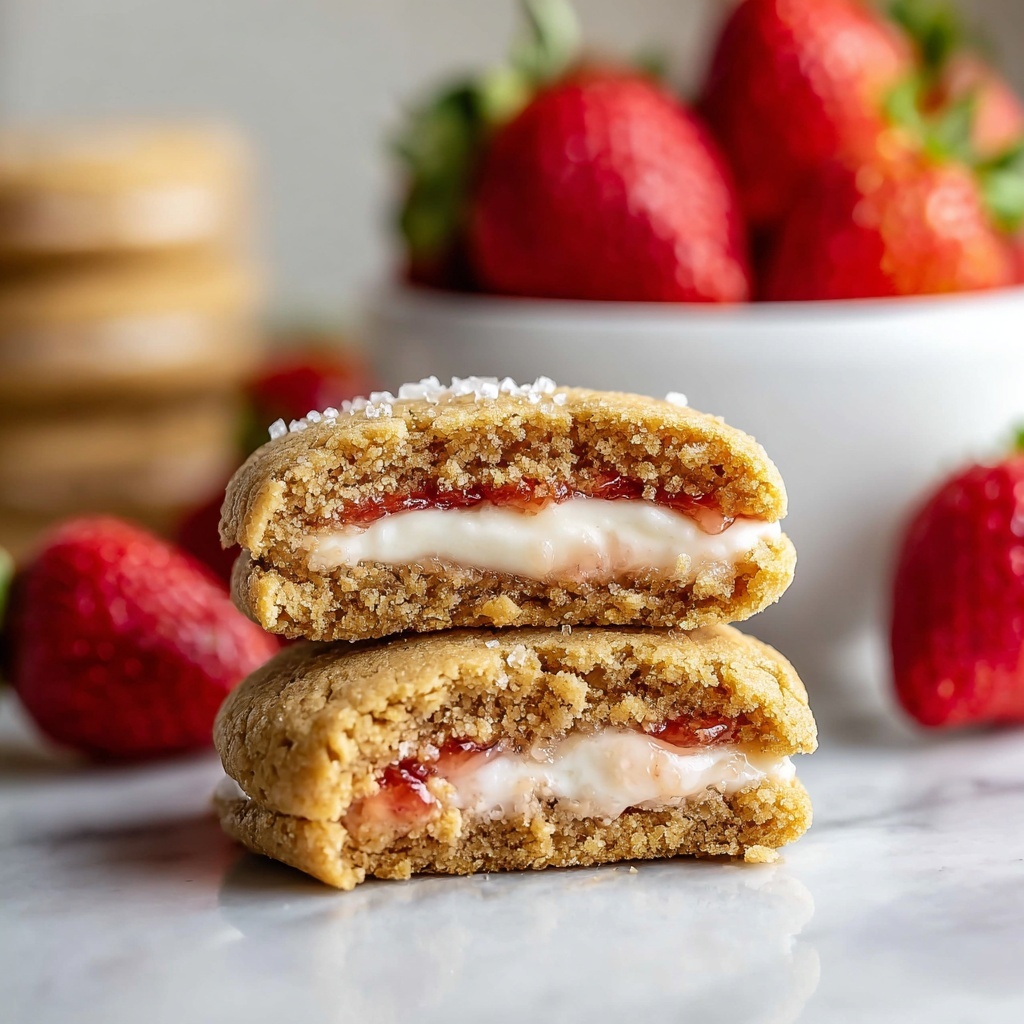 Cheesecake Cookies with Strawberry Jam and White Chocolate Recipe - Recipe Image
