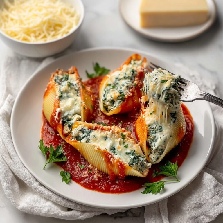 Creamy Spinach and Ricotta Stuffed Shells with Marinara Recipe