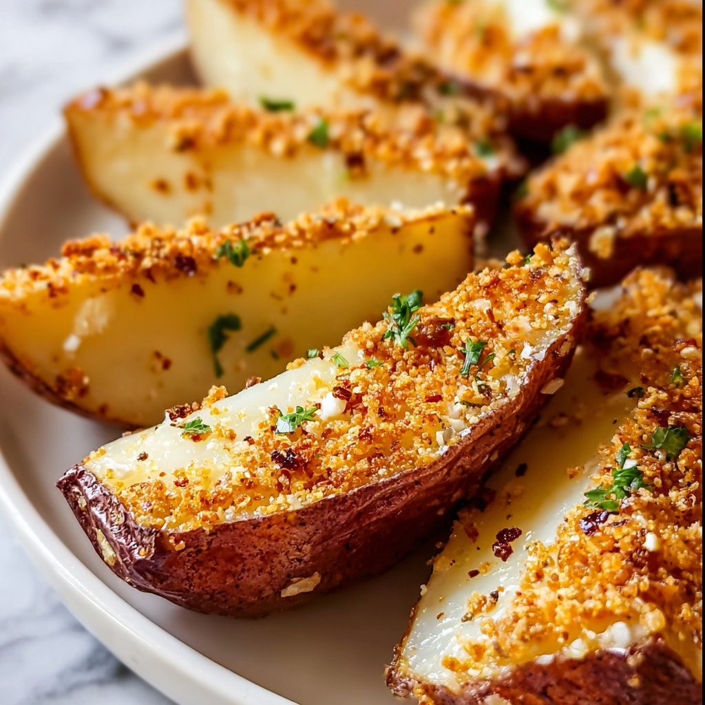 Baked Garlic Parmesan Potato Wedges Recipe - Recipe Image