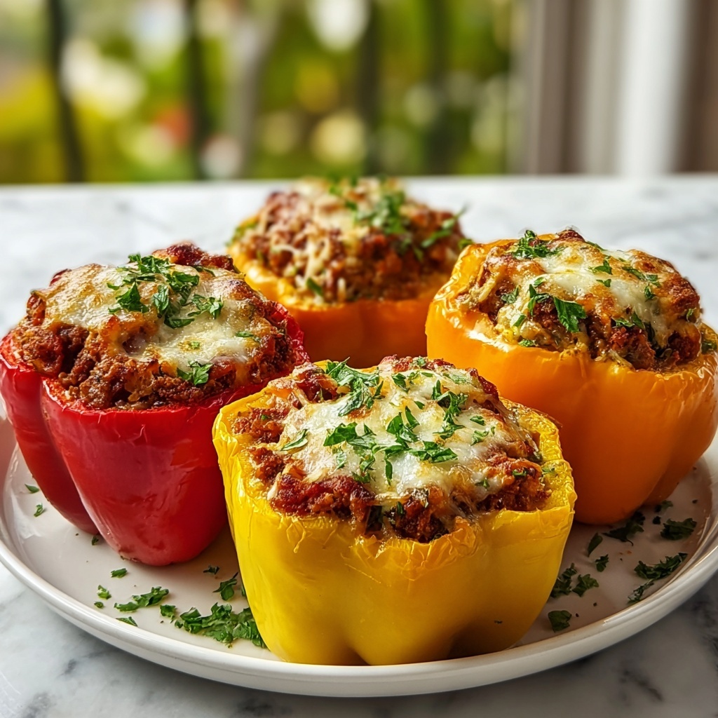 Stuffed Peppers with Ground Beef and Mozzarella Recipe - Recipe Image