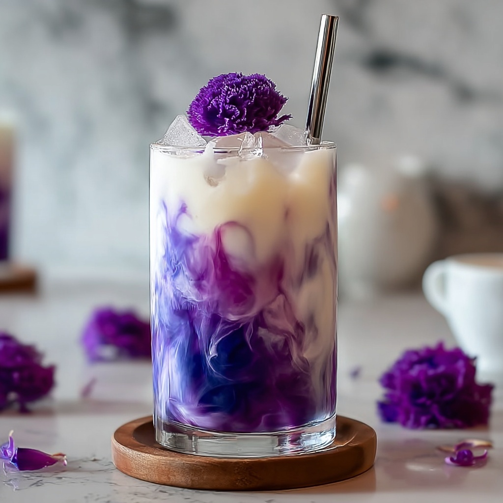 Iced Butterfly Pea Flower Tea Latte Recipe - Recipe Image