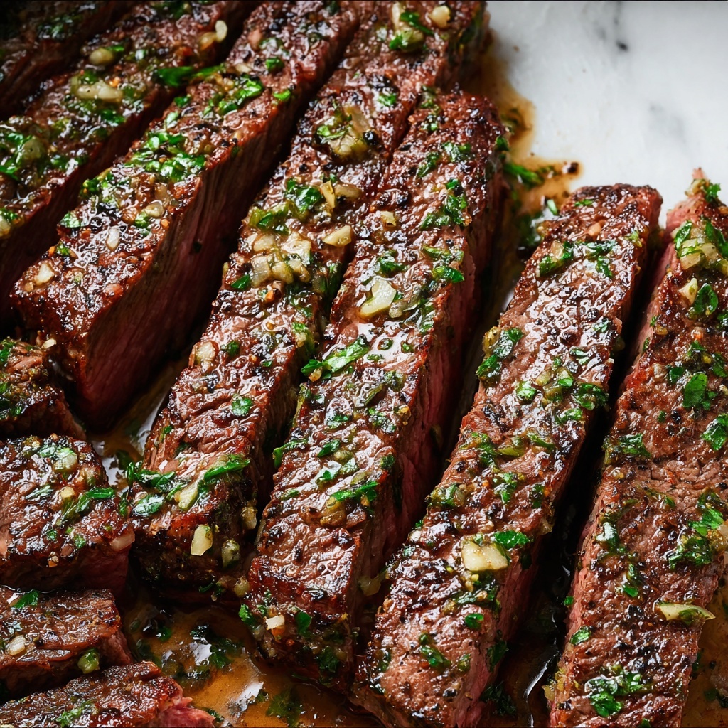 Garlic Butter Skillet Flank Steak Oven Recipe - Recipe Image