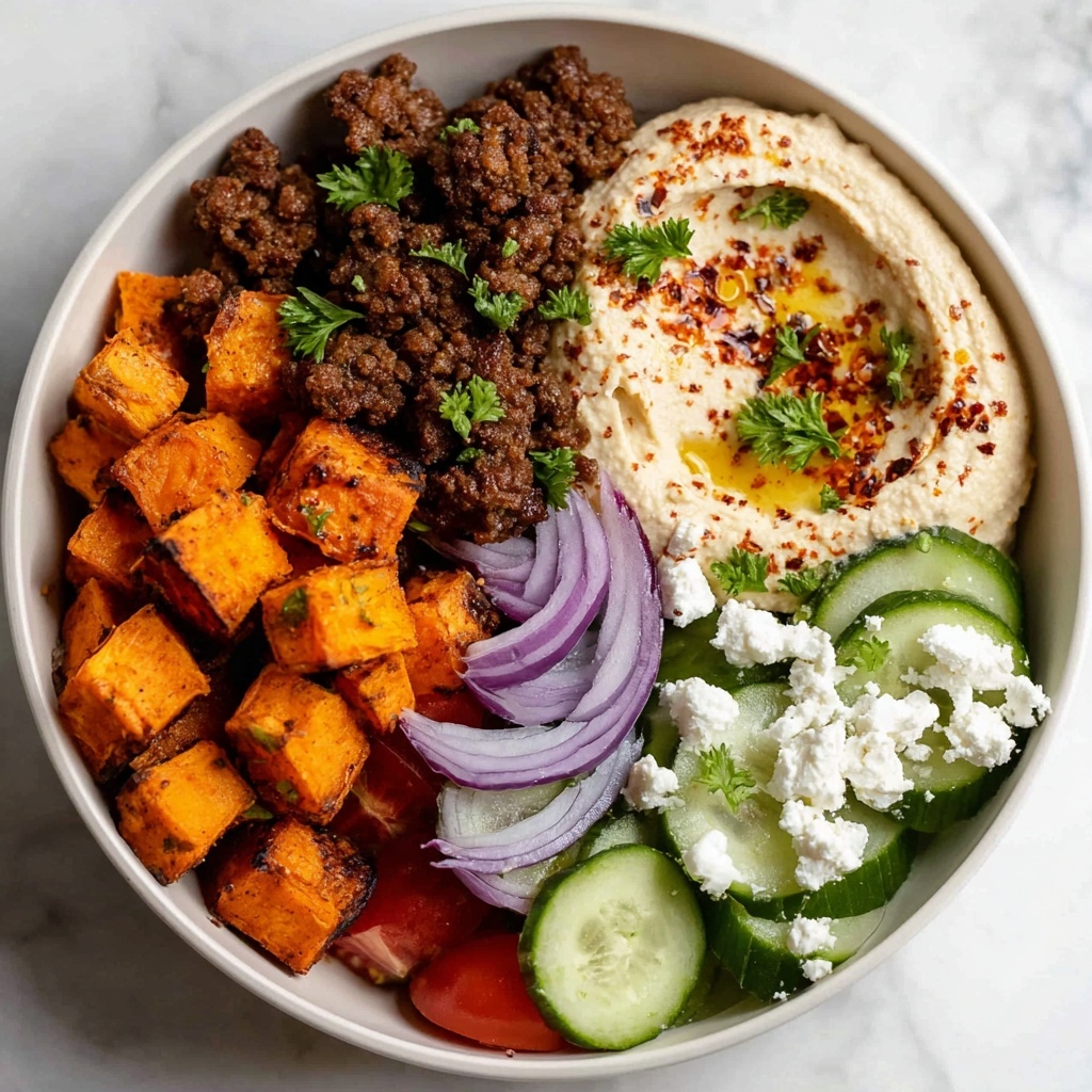Ground Beef Bowls with Roasted Sweet Potatoes and Fresh Toppings Recipe - Recipe Image