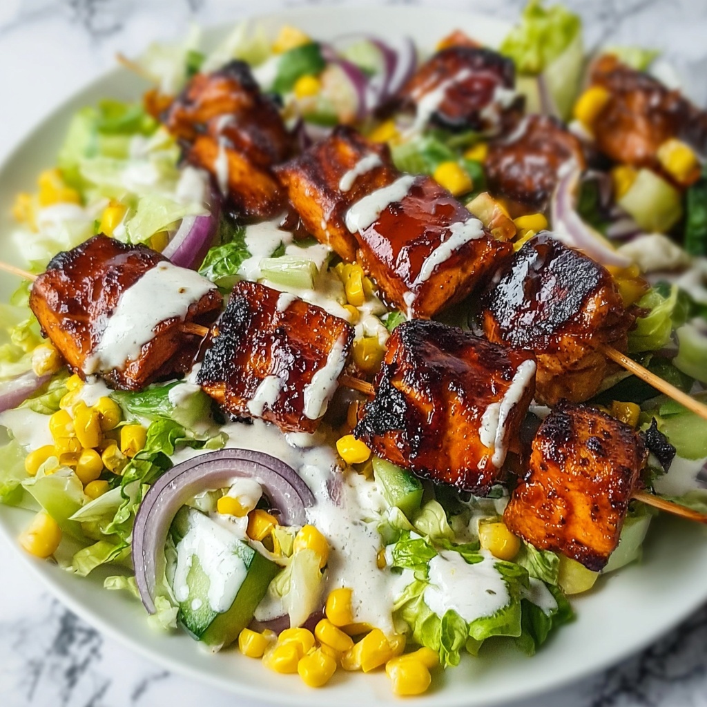BBQ Chicken Skewer Salad Recipe - Recipe Image