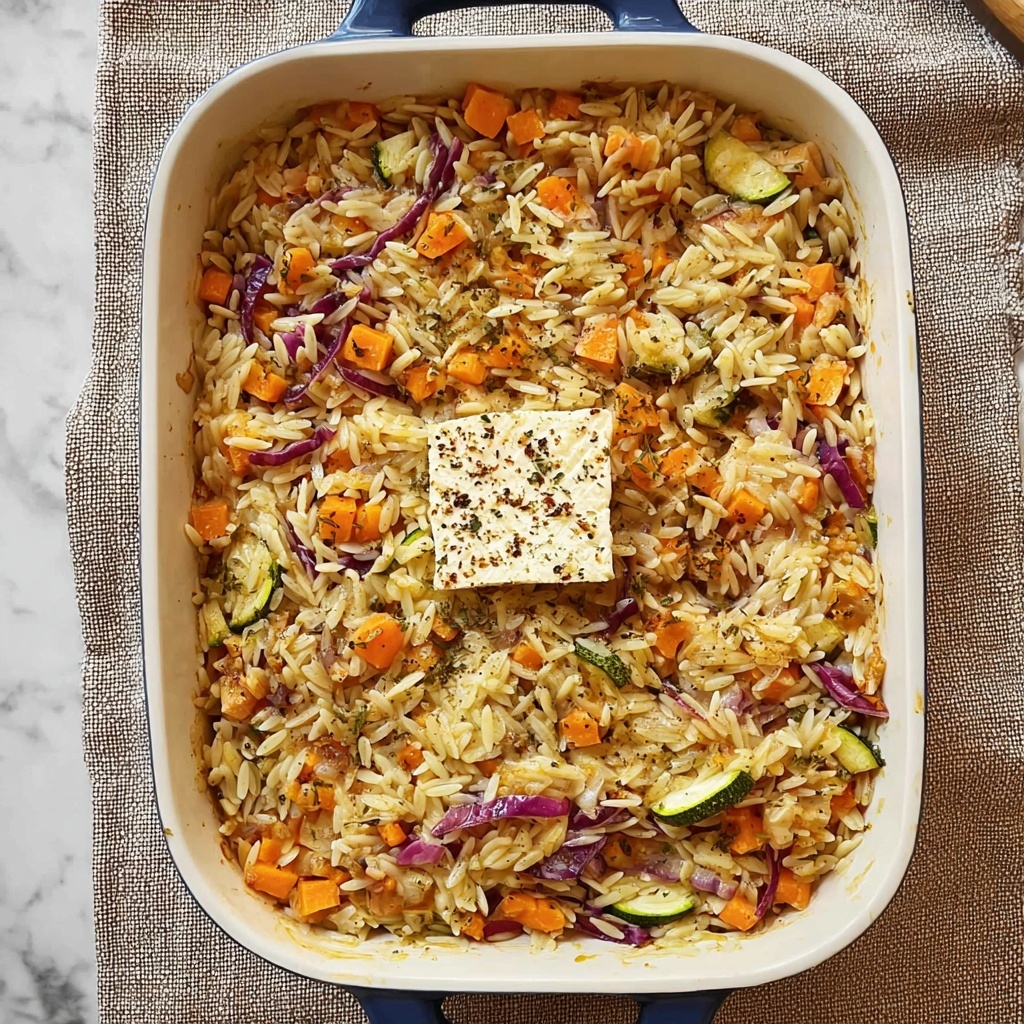 One Pan Baked Feta Veggie Orzo Recipe - Recipe Image