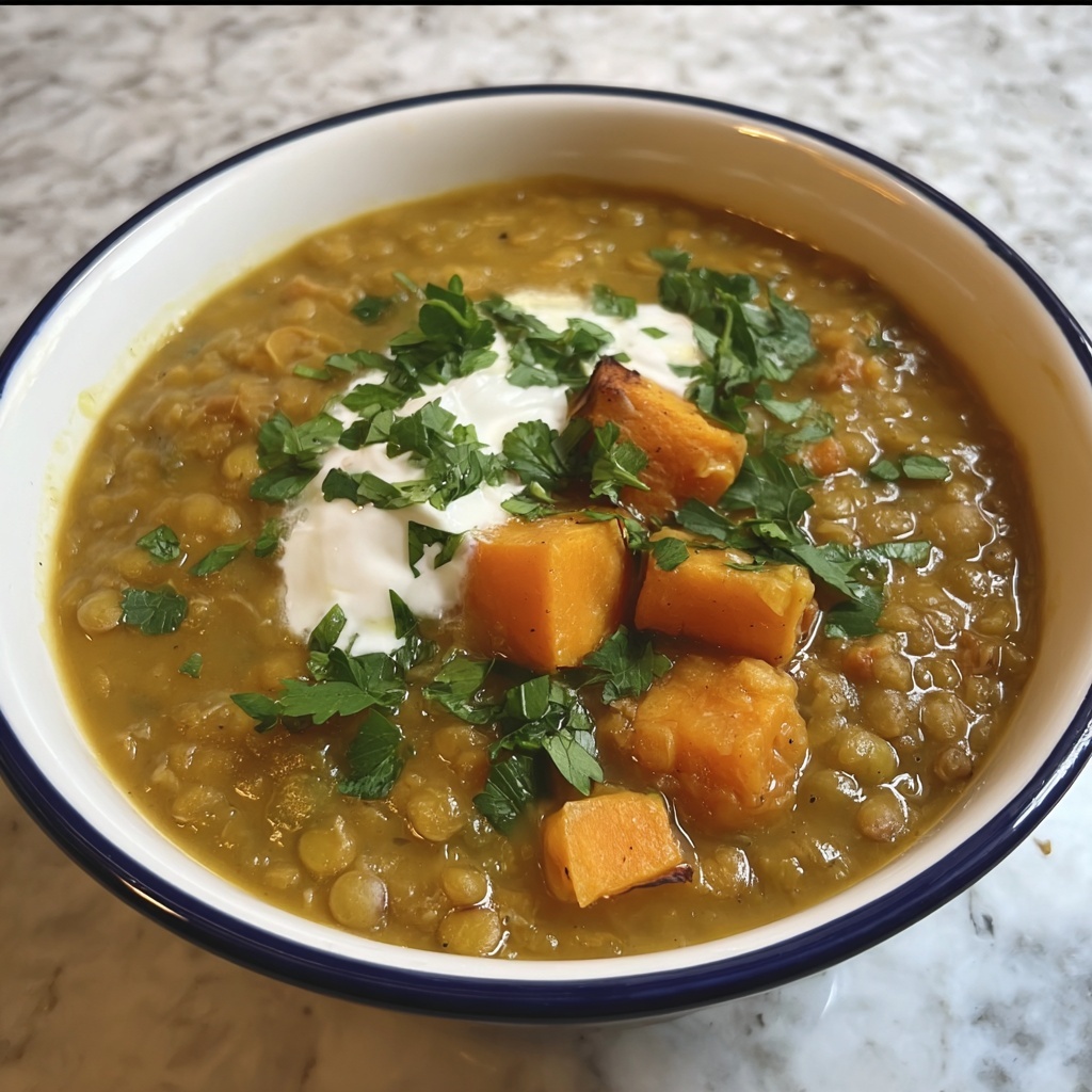 Spiced Pumpkin Lentil Soup Recipe - Recipe Image