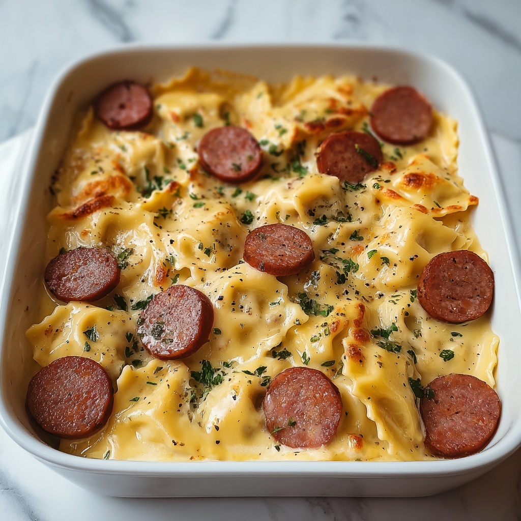 Crockpot Pierogi Casserole with Kielbasa Recipe - Recipe Image