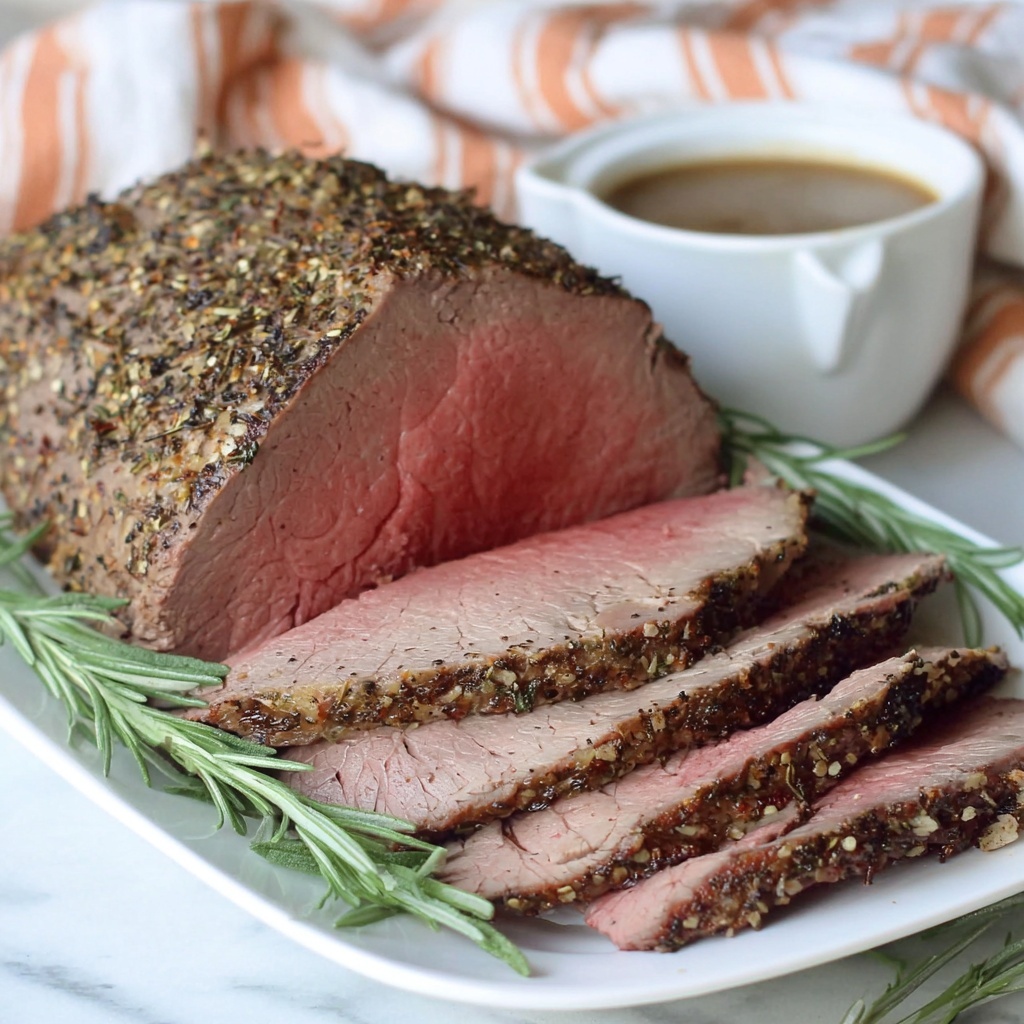 Herb Crusted Sirloin Tip Roast with Fennel Brown Gravy Recipe - Recipe Image
