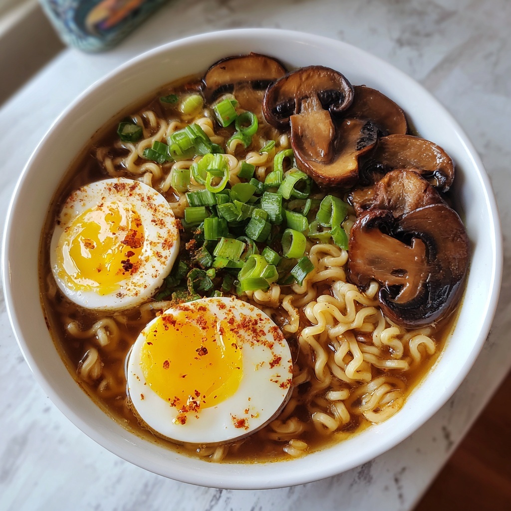 Creamy Ramen with Ground Beef and Soft-Boiled Eggs Recipe - Recipe Image