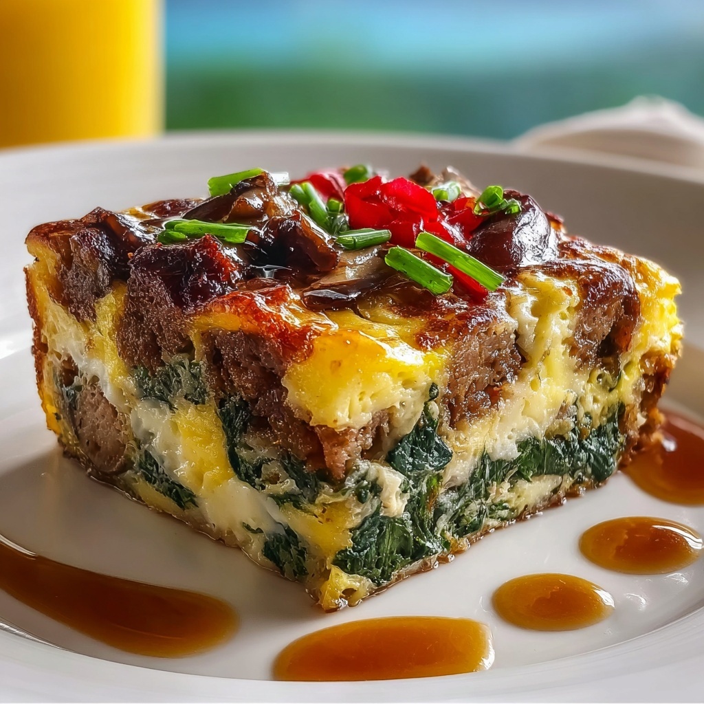 Hearty Sausage Spinach Mushroom Egg Bake Recipe - Recipe Image