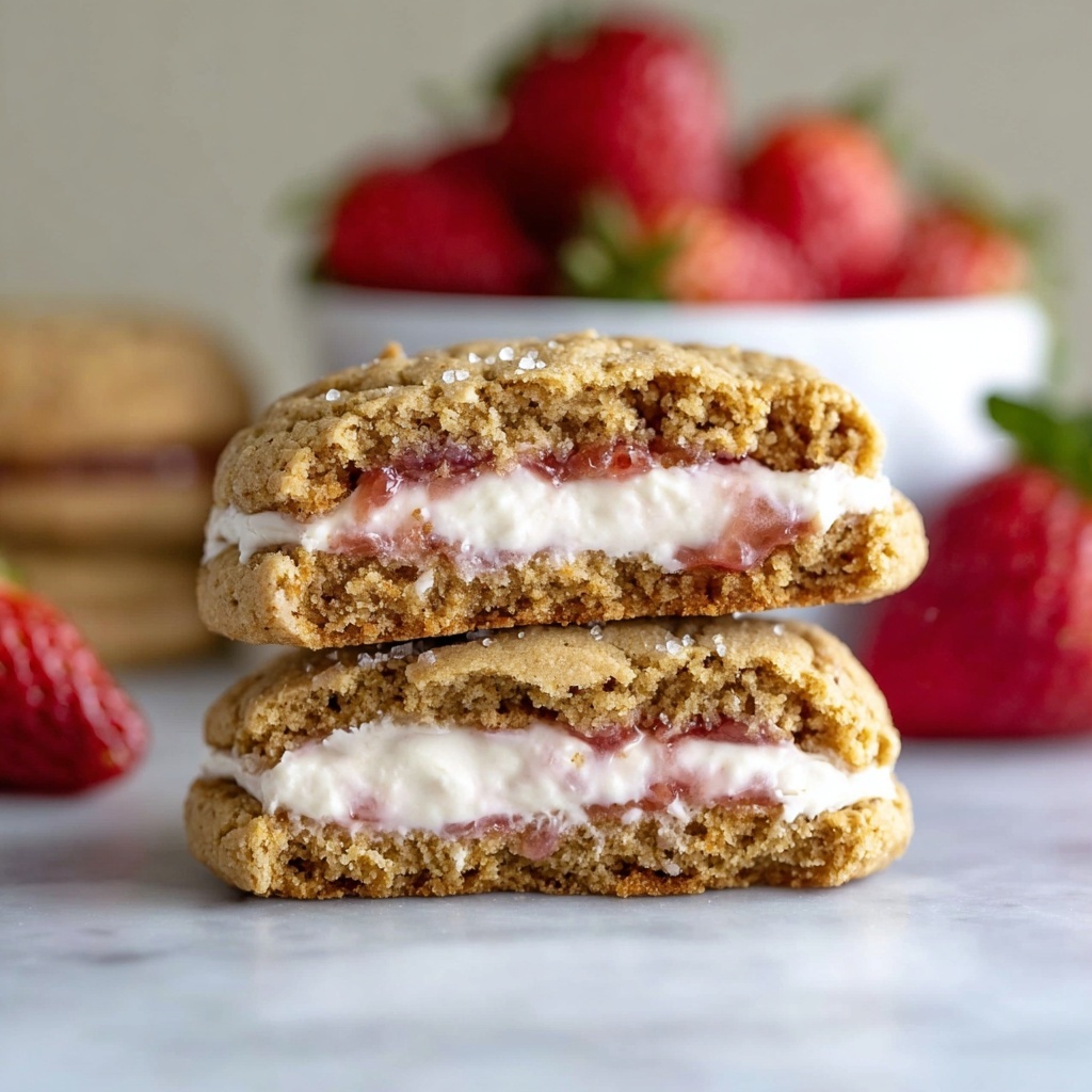 Cheesecake Cookies with Strawberry Jam and White Chocolate Recipe - Recipe Image