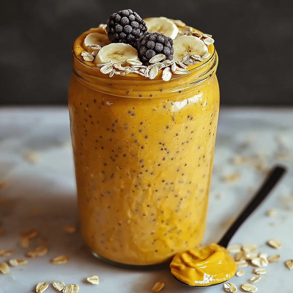 Golden Turmeric Latte Overnight Oats for a Bright Morning Boost Recipe - Recipe Image