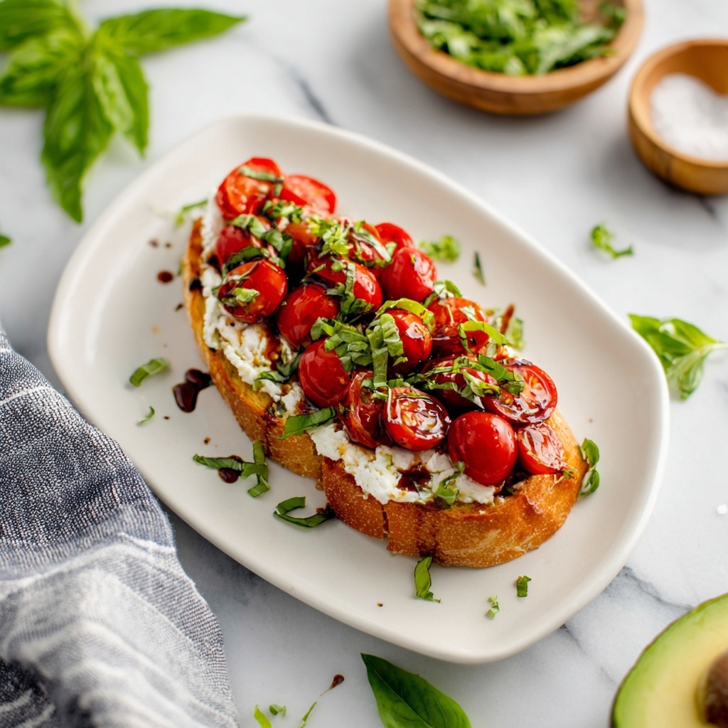 Cottage Cheese Toast with Avocado, Cherry Tomatoes, and Basil Recipe - Recipe Image