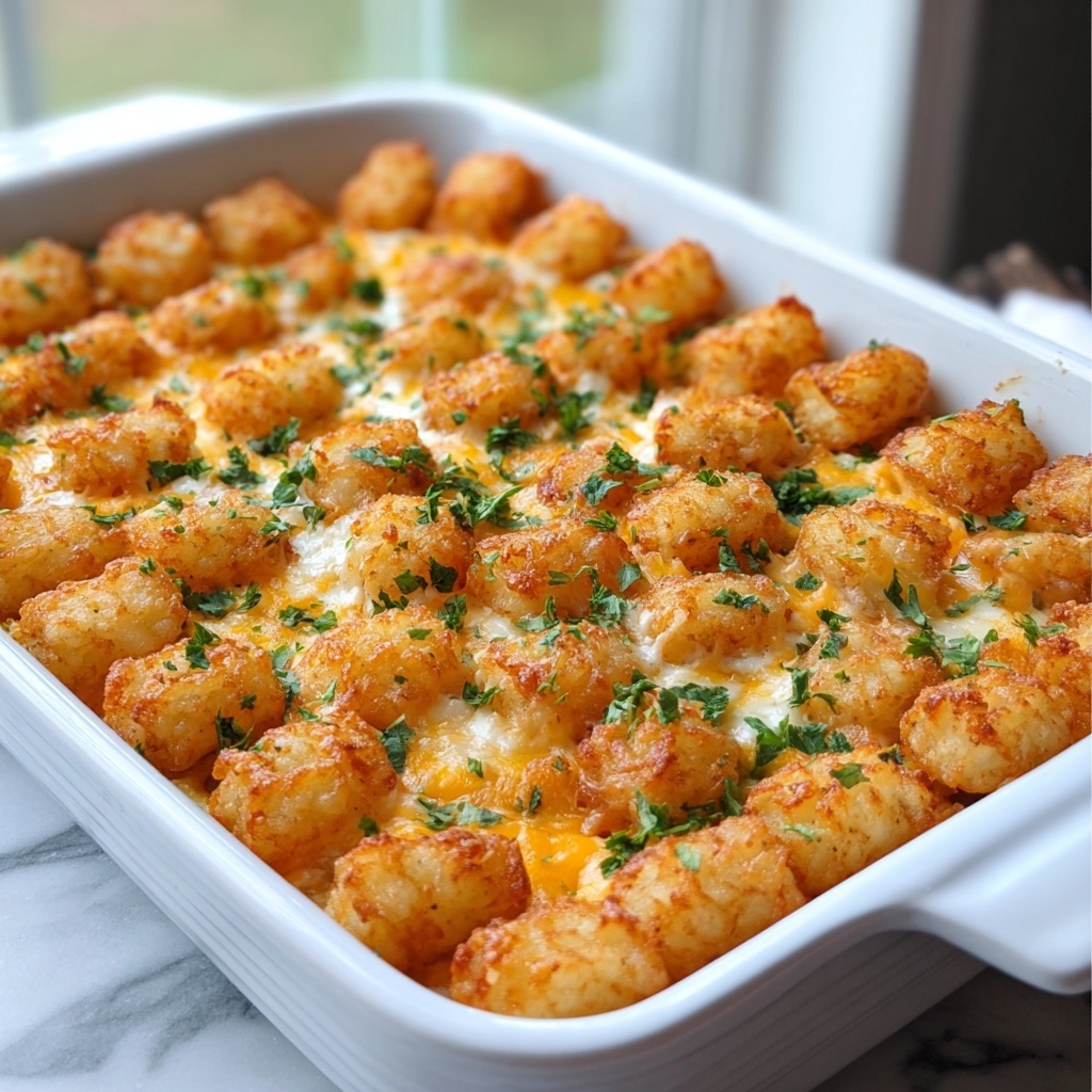 Cheddar Ranch Chicken Tater Tot Bake Recipe - Recipe Image
