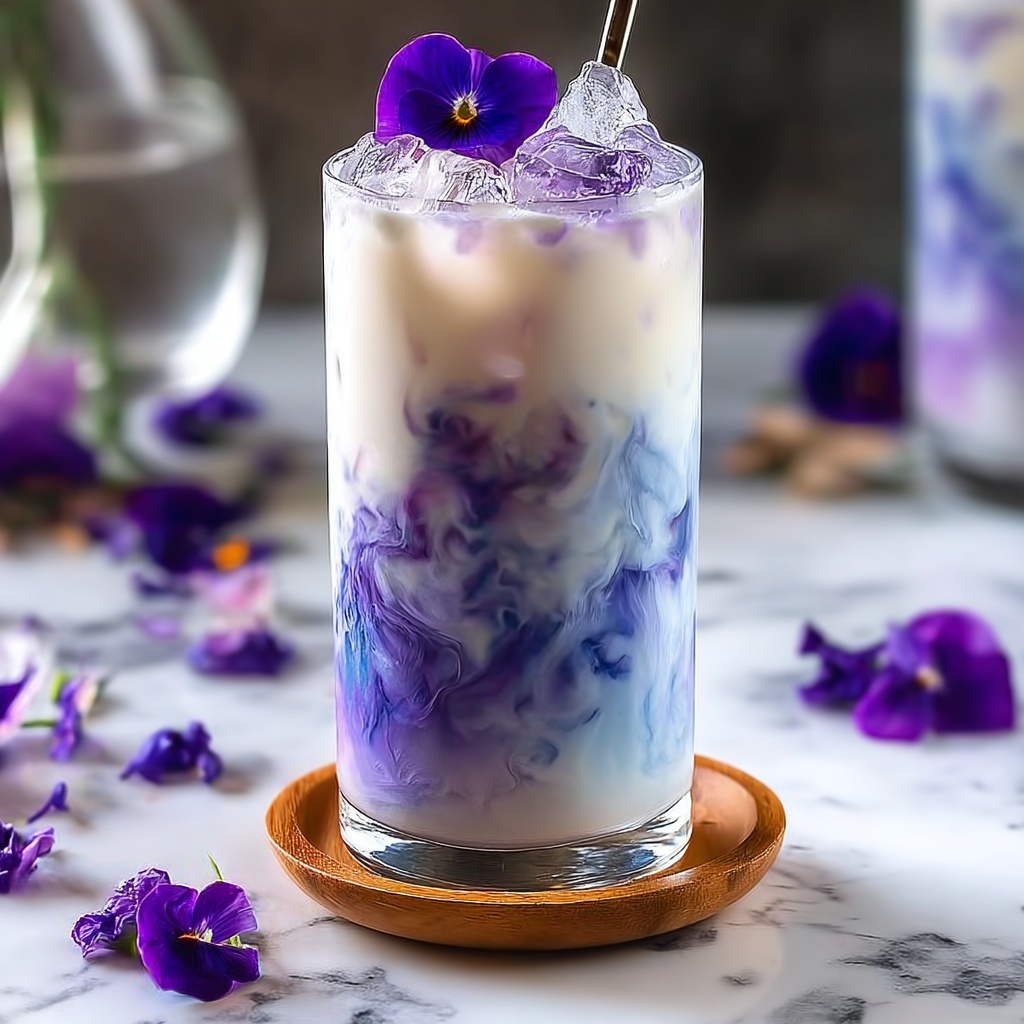 Iced Butterfly Pea Flower Tea Latte Recipe - Recipe Image