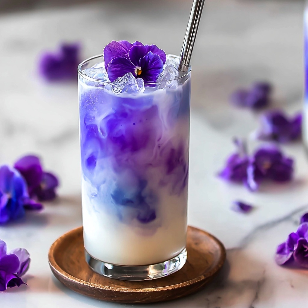 Iced Butterfly Pea Flower Tea Latte Recipe - Recipe Image